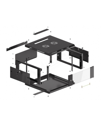 Lanberg szafa instalacyjna wisząca 19'' 4U 600x600mm czarna (drzwi szklane)