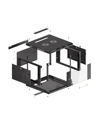 Lanberg szafa instalacyjna wisząca 19'' 6U 600x600mm czarna (drzwi szklane)