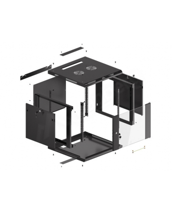 Lanberg szafa instalacyjna wisząca 19'' 9U 600x600mm czarna (drzwi szklane)