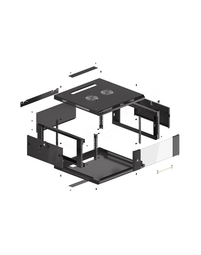 Lanberg szafa instalacyjna wisząca 19'' 4U 600x600mm czarna (drzwi szklane) główny