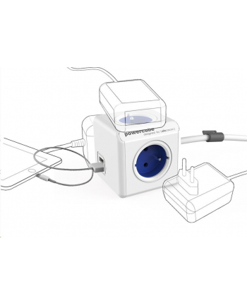 Allocacoc PowerCube USB Extended 1,5m 2402 Blue