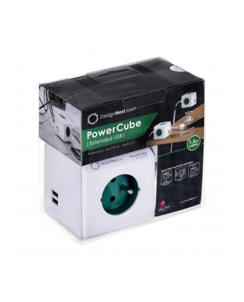 Allocacoc PowerCube USB Extended 1,5m 2402 Green