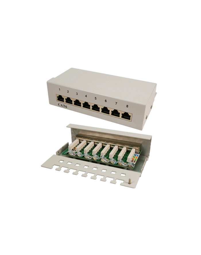 LOGILINK- Patchpanel kat. 6, 8-portowy, ekranowany, szary główny