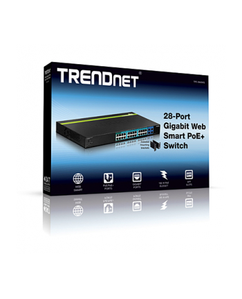 TRENDnet 28-port Gigabit Web Smart POE+ Switch w/4