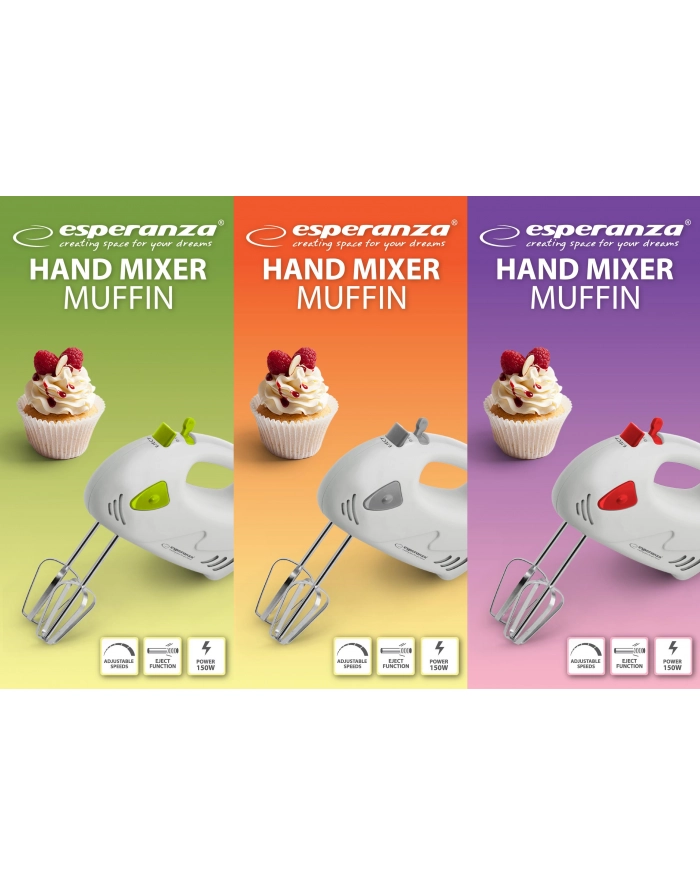 MIKSER RĘCZNY MUFFIN CZERWONY EKM007R główny