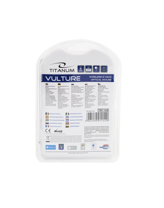 TITANUM TM116R Bezprzewodowa Mysz Optyczna 3D VULTURE | 2.4 GHz| 1000 DPI| 3D| główny