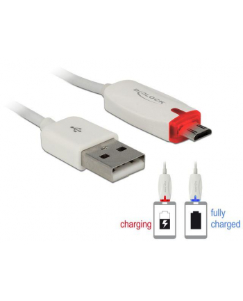 KABEL USB MICRO AM-MBM5P 2.0+WSKAŹNIK ŁADOWANIA LED 1M WHITE DELOCK