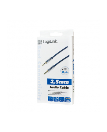 Kabel audio stereo LogiLink CA10030 3,5 mm, M/M, 0,3m, niebieski