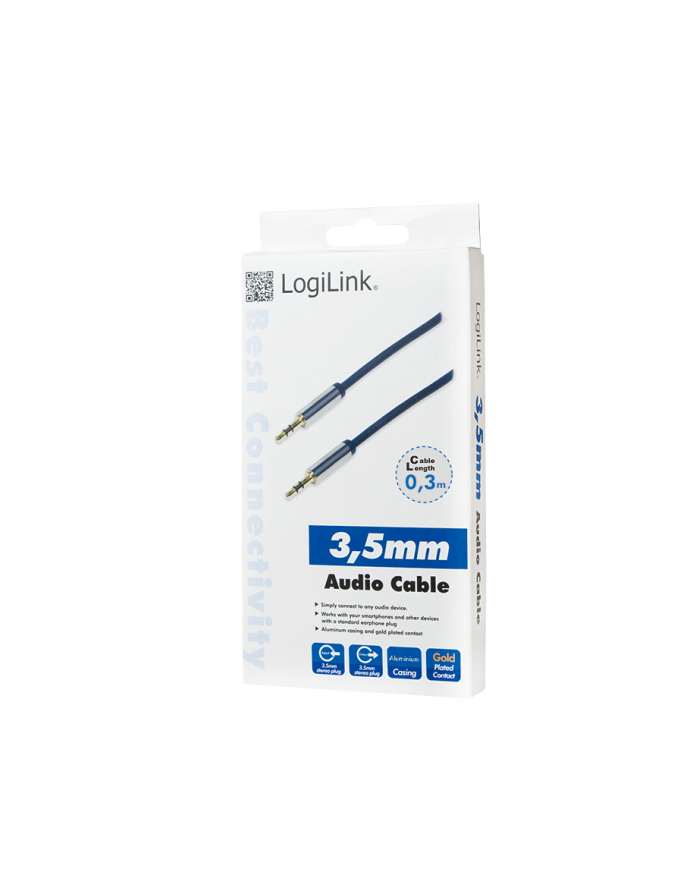 Kabel audio stereo LogiLink CA10030 3,5 mm, M/M, 0,3m, niebieski główny