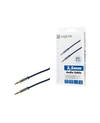 Kabel audio stereo LogiLink CA10050 3,5 mm, M/M, 0,5m, niebieski