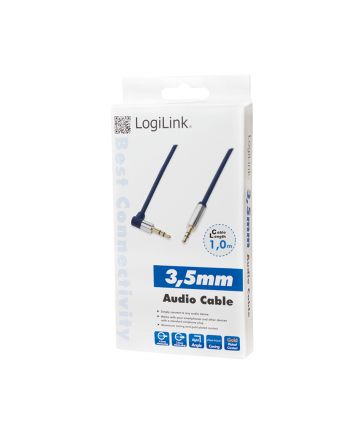 Kabel audio stereo LogiLink CA11100 3,5 mm, M/M, 1m, kąt 90°