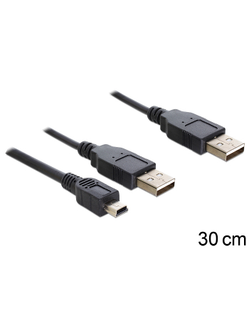 Delock kabel 2x USB 2.0 (AM) -> USB mini 5-pin, 0.3m