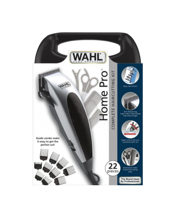 WAHL PRZEWODOWA MASZYNKA DO STRZYŻENIA  22 ELEMENTY  DŁUG. 3-25MM  10 KOŃCÓWEK  3 GRZEBIENIE  HOME PRO CLIPPER 9243-2216