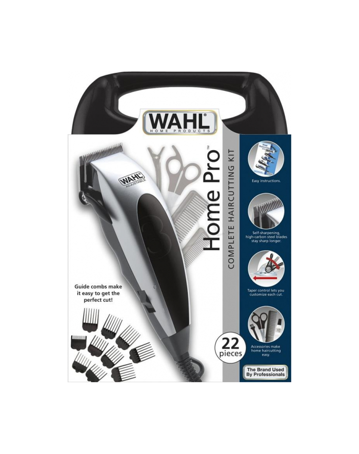 WAHL PRZEWODOWA MASZYNKA DO STRZYŻENIA  22 ELEMENTY  DŁUG. 3-25MM  10 KOŃCÓWEK  3 GRZEBIENIE  HOME PRO CLIPPER 9243-2216 główny