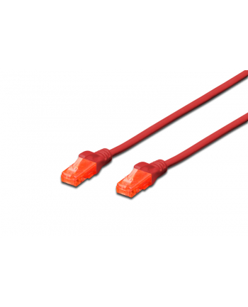 Kabel Digitus patch cord UTP, CAT.6, czerwony, 0,5m, 15 LGW