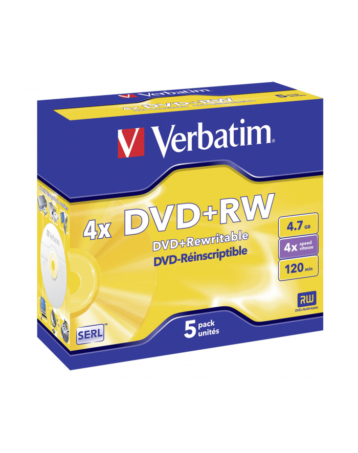 Płytki DVD+RW Verbatim 4x 4.7GB (Jewel case 5) MATT SILVER główny