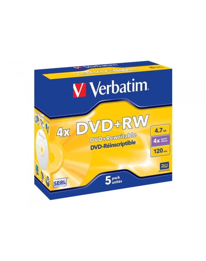 Płytki DVD+RW Verbatim 4x 4.7GB (Jewel case 5) MATT SILVER główny