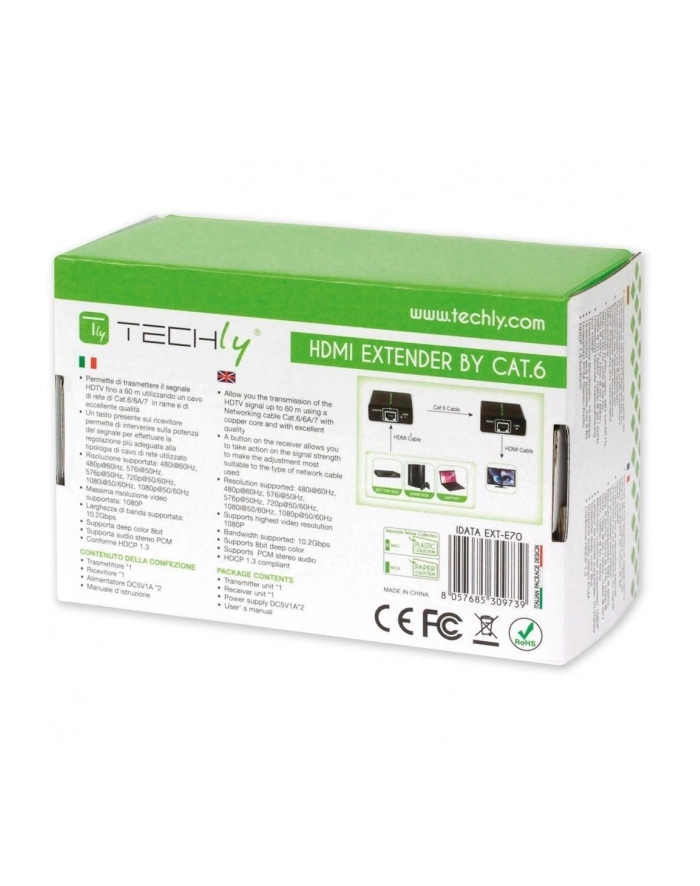 Techly Extender HDMI po skrętce kat5e/6/6a/7, do 60m Full HD 3D główny