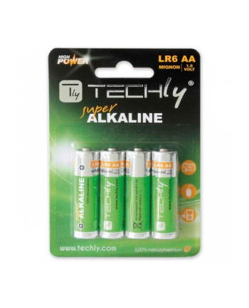 Techly Baterie alkaliczne 1.5V AA LR6 4 sztuki