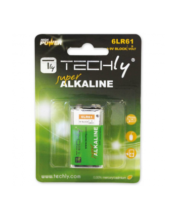 Techly Bateria alkaliczna 9V 6LR61 PP3 1 sztuka