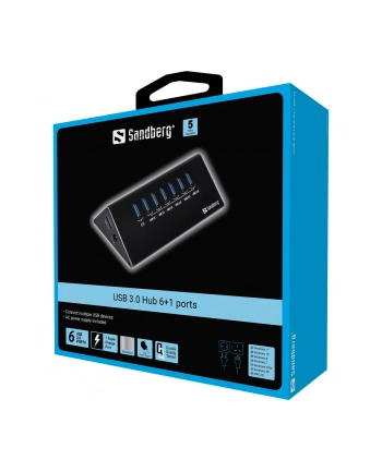 Sandberg HUB USB 3.0 porty 6+1 nr 2