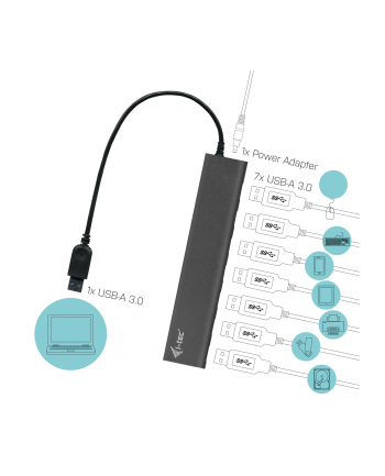 iTec i-tec USB 3.0 Metal Charging HUB 7 port z zasilaczem, 7 portów ładujących USB3.0