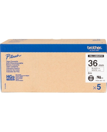 Taśma Brother 36mm Black/White (5 pcs Pack)  High Grade Tape