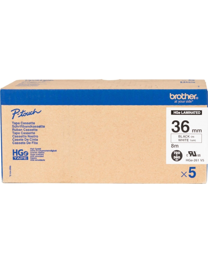 Taśma Brother 36mm Black/White (5 pcs Pack)  High Grade Tape główny