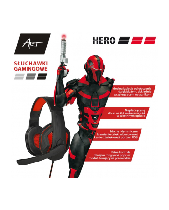 ART SŁUCHAWKI GAMINGOWE Z MIKROFONEM HERO USB