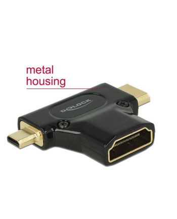 Delock adapter HDMI mini-C(M) + HDMI Micro-D(M)->HDMI(F) 4k High Speed Ethernet