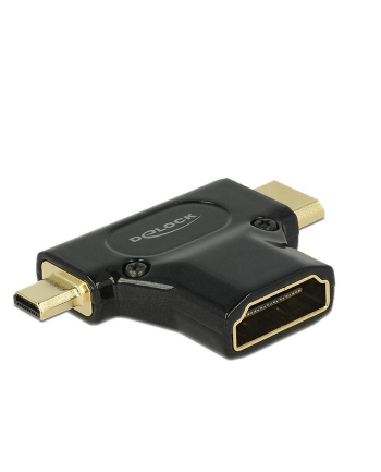 Delock adapter HDMI mini-C(M) + HDMI Micro-D(M)->HDMI(F) 4k High Speed Ethernet