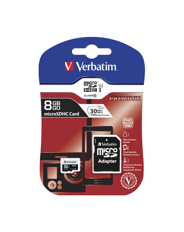Verbatim microSD 8GB +1Ad Cl10 SDHC główny