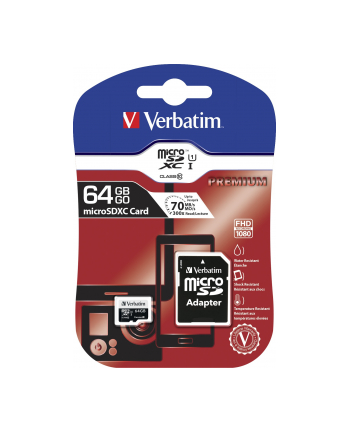 Verbatim microSD 64GB + adapter Cl10 SDHC