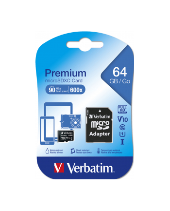 Verbatim microSD 64GB + adapter Cl10 SDHC