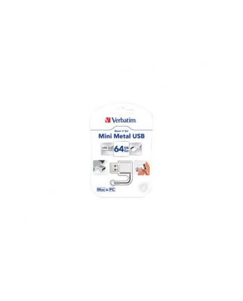Verbatim USB 64GB 25/80 MINI METAL USB 3.0 srebrny