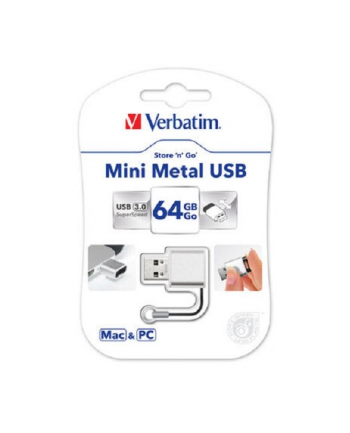 Verbatim USB 64GB 25/80 MINI METAL USB 3.0 srebrny