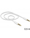 Delock Kabel Audio 3.5mm męski/męski 4-pin biały 0.5m - nr 1
