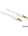 Delock Kabel Audio 3.5mm męski/męski 4-pin biały 0.5m - nr 20