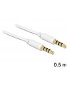Delock Kabel Audio 3.5mm męski/męski 4-pin biały 0.5m - nr 4