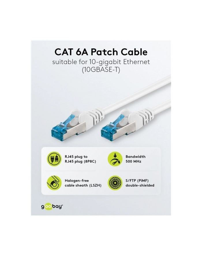 goobay Kabel sieciowy CAT6a SFTP RJ45 biały 0,5m główny
