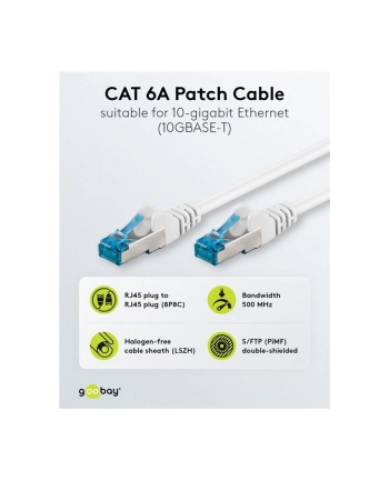 goobay Kabel sieciowy CAT6a SFTP RJ45 biały 1,0m nr 1