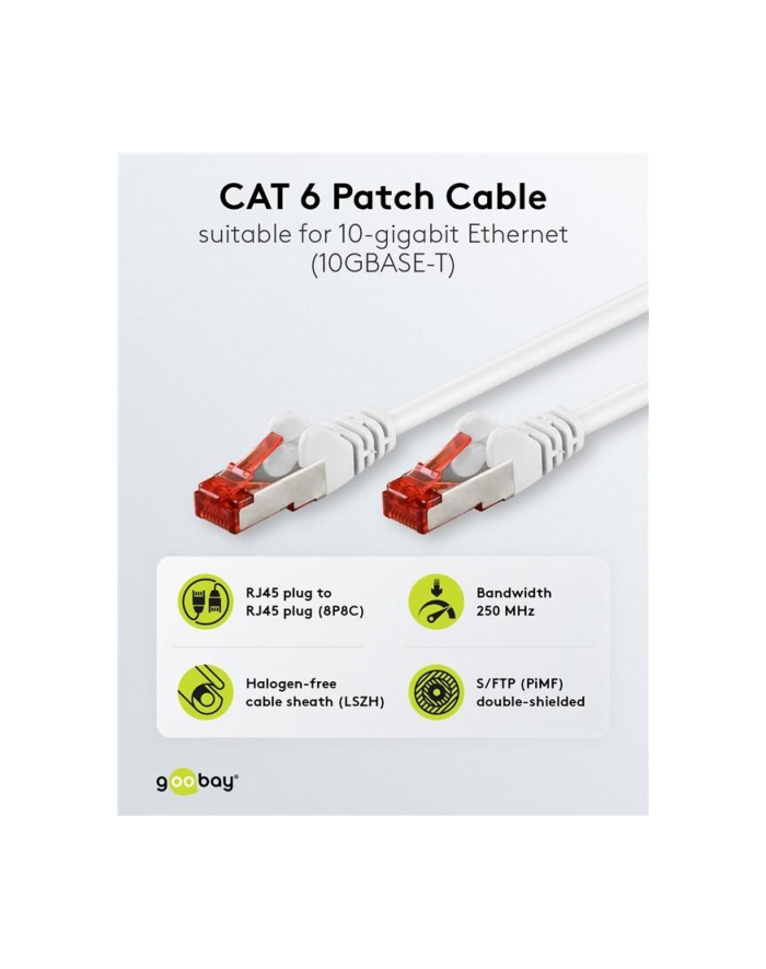 goobay Kabel sieciowy CAT6 SSTP RJ45 biały 25,0m główny