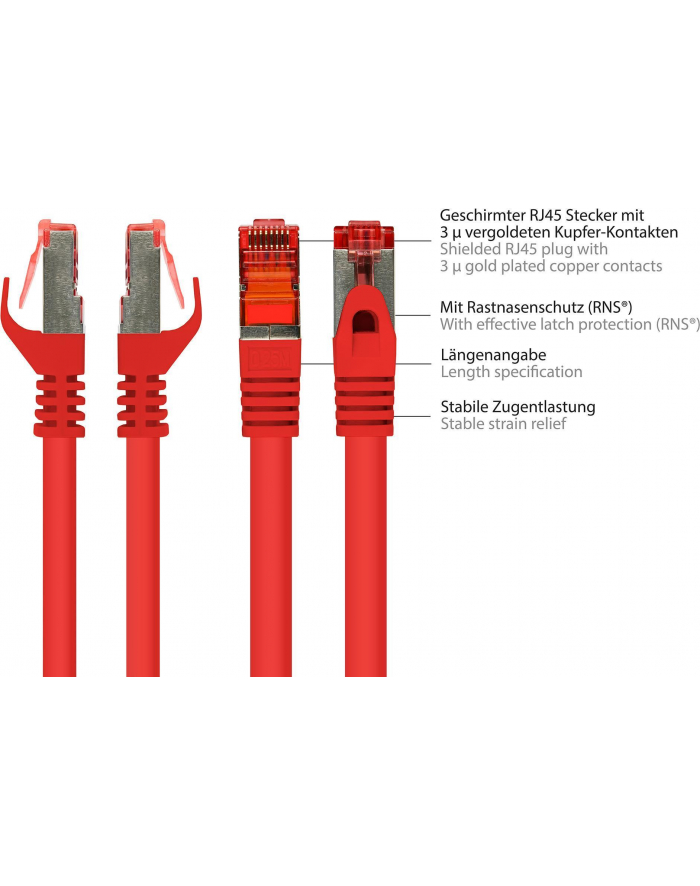 Kabel sieciowy Cat6 SFTP czerwony 25m główny