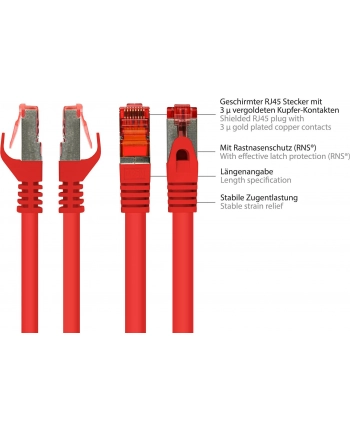Kabel sieciowy Cat6 SFTP czerwony 20m