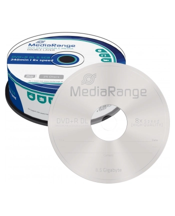 DVD+DL 8x CB 8,5GB MediaR 25 sztuk nr 1