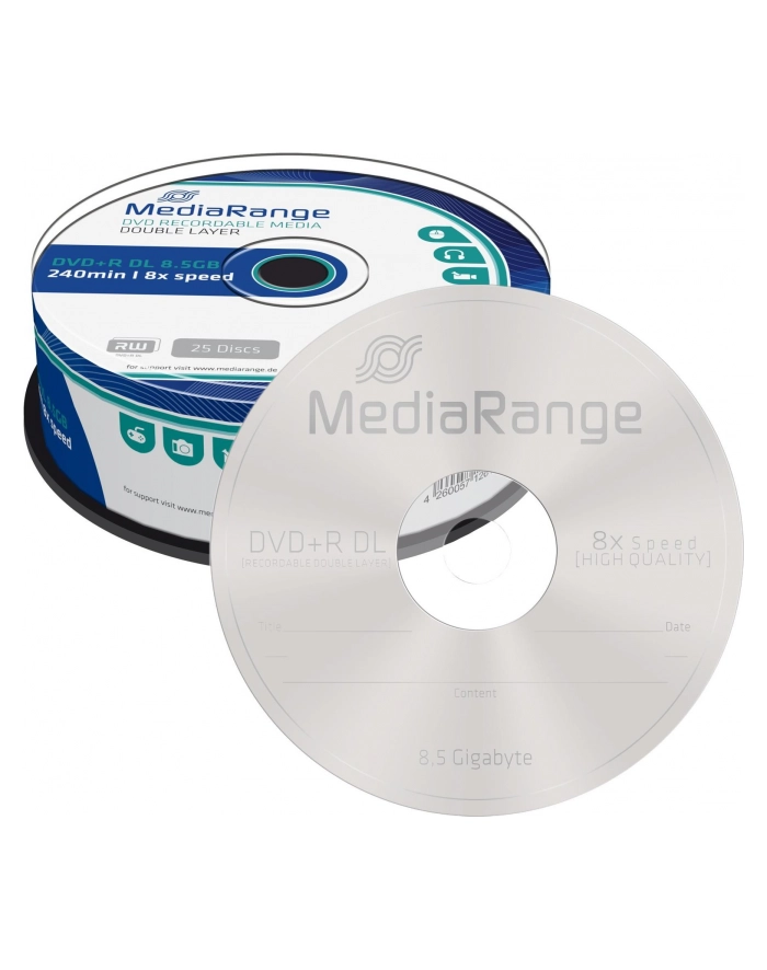 DVD+DL 8x CB 8,5GB MediaR 25 sztuk główny