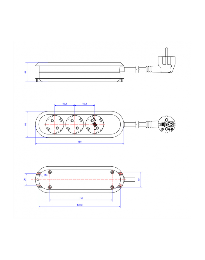 Bachmann SMART 3x Gniazda black Strom 5m główny