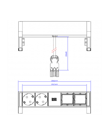 Bachmann DESK2 2x Gniazda 2xABD Strom RAL9010