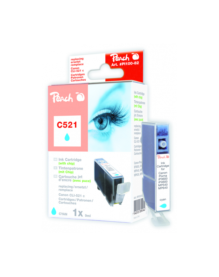 Tusz PEACH PI100-82  R Canon CLI-521C, 2934B001 (do Pixma IP 3600), cyan główny