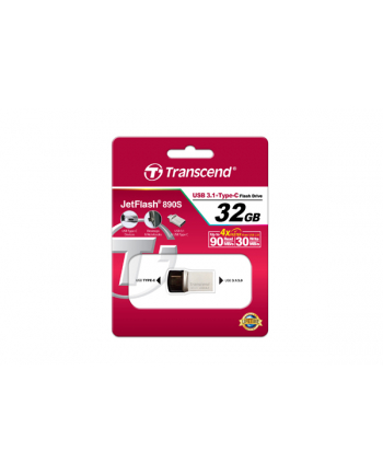 Flashdrive Transcend 32GB JetFlash 890, Silver Plating USB 3.1 Type C